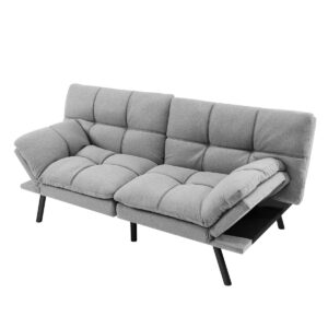 2 Seater Convertible Sofa Bed with Reclining Backrest-Grey