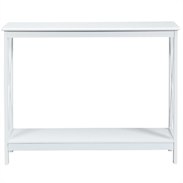 2 Tier Wooden Console Table-White