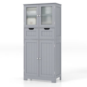 Floor Storage Cabinet with 2 Glass Doors