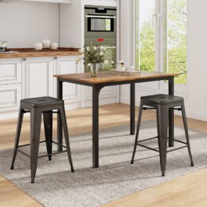 Set of 4 Metal Nesting Bar Stool with Handing Hole for Home Kitchen-Dark Grey
