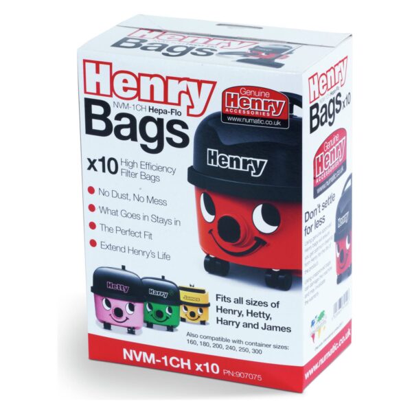 NUMATIC NVM1CH HEPAFLO10 10 Pack Henry Dust Bags