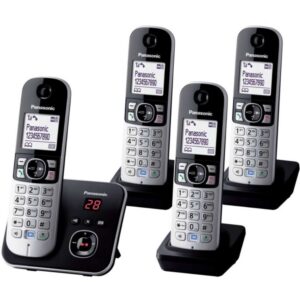 Panasonic KXTG6824EB DECT Cordless Telephone with 4 Handsets & Large White LCD