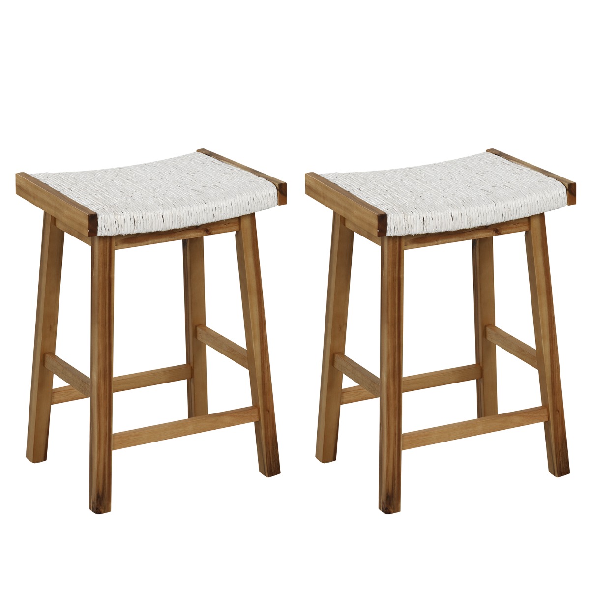 Set of 2 65cm Barstools with Seaweed Woven Seat