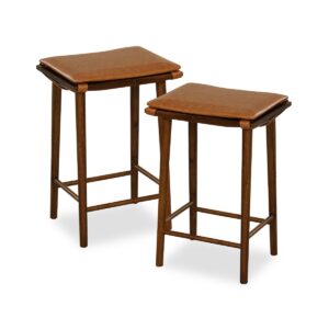 Set of 2 69cm Dining Barstools with Footrest & Removable Cushion