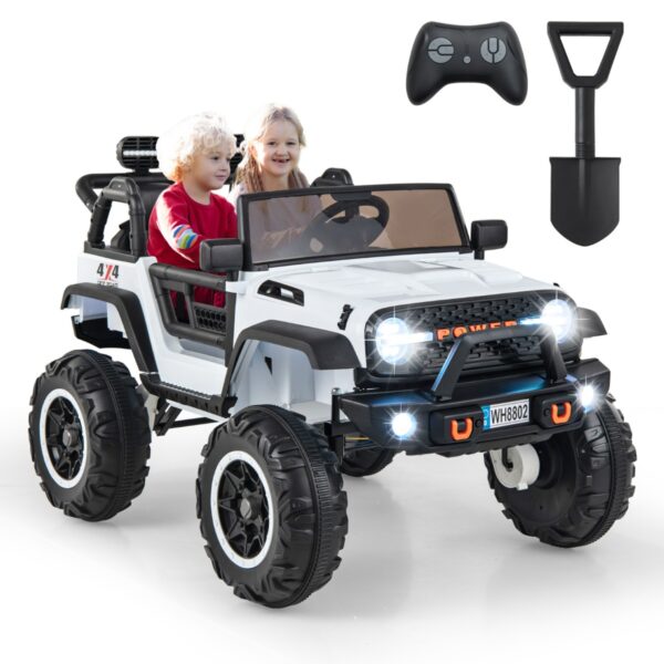 2-Seater Ride On Car with Remote Control and Horn for Boys and Girls-White