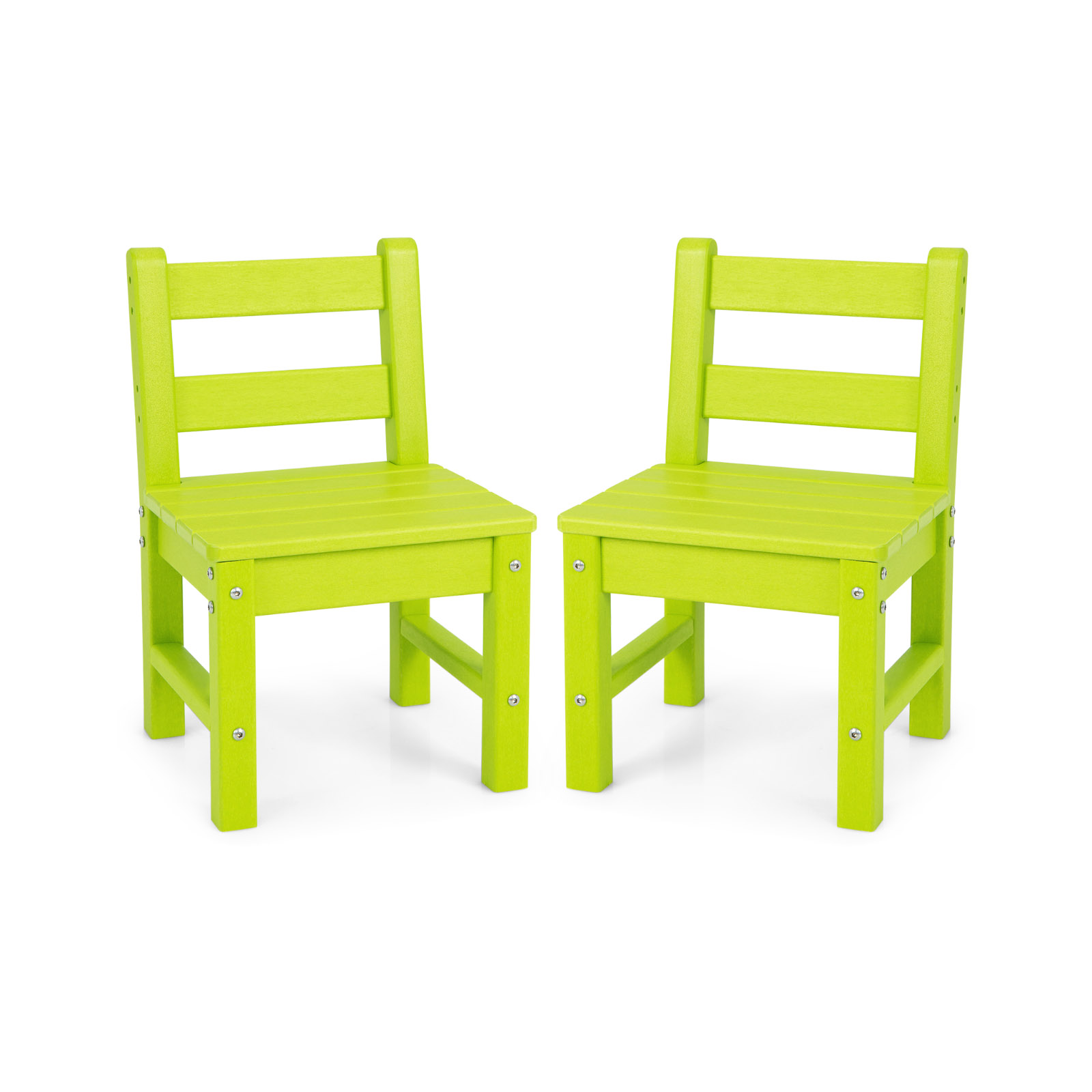 2 PCS Kids Indoor Outdoor Learning Chair with Backrest-Green