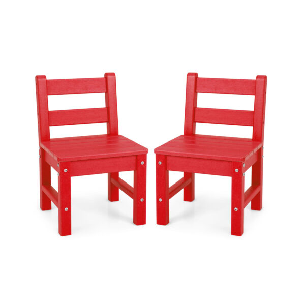 2 PCS Kids Indoor Outdoor Learning Chair with Backrest-Red
