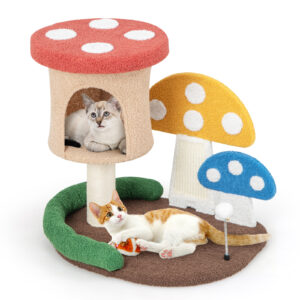 4-In-1 Cat Tree with Condo and Platform with Full-Wrapped Sisal Post-Multicolor