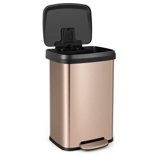 50 L Stainless Steel Step Trash Can with Deodorizer Compartment-Rose Gold