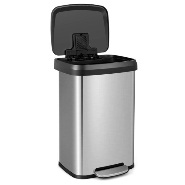 50 L Stainless Steel Step Trash Can with Deodorizer Compartment-Silver