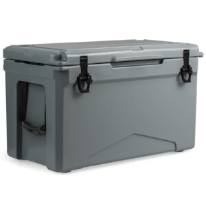47L Portable Rotomolded Cooler with Integrated Cup Holders-Grey