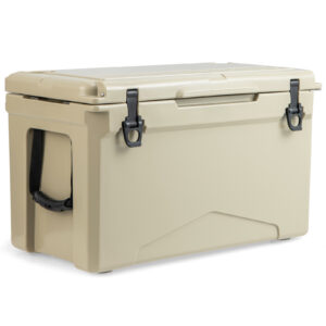 47L Portable Rotomolded Cooler with Integrated Cup Holders-Tan