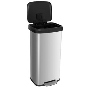 68L Step Trash Can with Soft Close Lid and Deodorizer Compartment-Silver