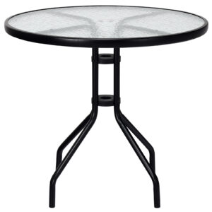 70 cm Patio Table with Tempered Glass Tabletop and Sturdy Metal Legs