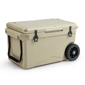 71L Portable Cooler on Wheels with Handles & Wheels-Tan
