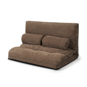 Convertible Floor Sofa Bed with 2 Waist Pillows-Coffee