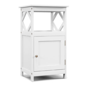 Bathroom Floor Cabinet with Open Compartment and Single Door-White