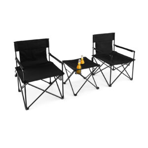 Outdoor Folding Camping Chairs and Table Set-Black