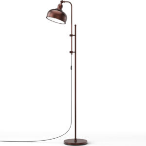 Industrial Floor Lamp with Adjustable Height and Lamp Head for Home Office