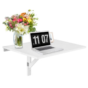 80 x 60 cm Wall Mounted Folding Table Drop-Leaf Floating Writing Desk-White