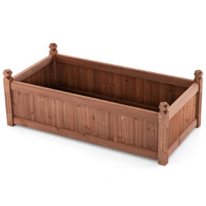 Wood Raised Garden Bed with Drainage Holes-Rustic Brown