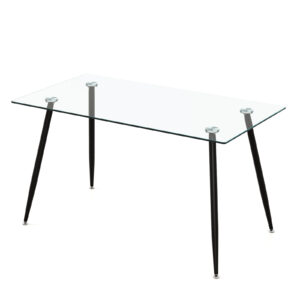 Glass Dining Table with Tempered Glass Table Top-Black