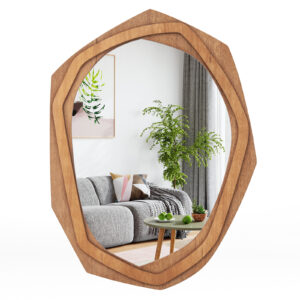 Irregular Framed Decoration Mirror with Expansion Screws-Natural