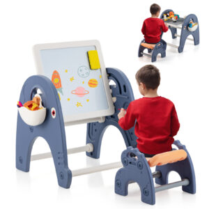 Kids Art Easel and Stool Set for Painting Learning Reading