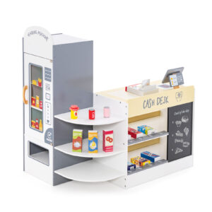 Kids Grocery Store Playset with Cash Register and Writable Chalkboard-White