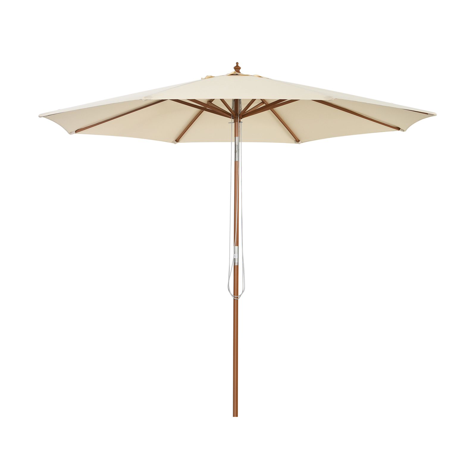 2.7/3m Wooden Patio Parasol Sun Shade Umbrella with 8 Ribs-3 m