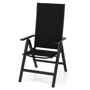 Patio Folding Chairs Lightweight Dining Chairs with Soft Padded Seat-Black