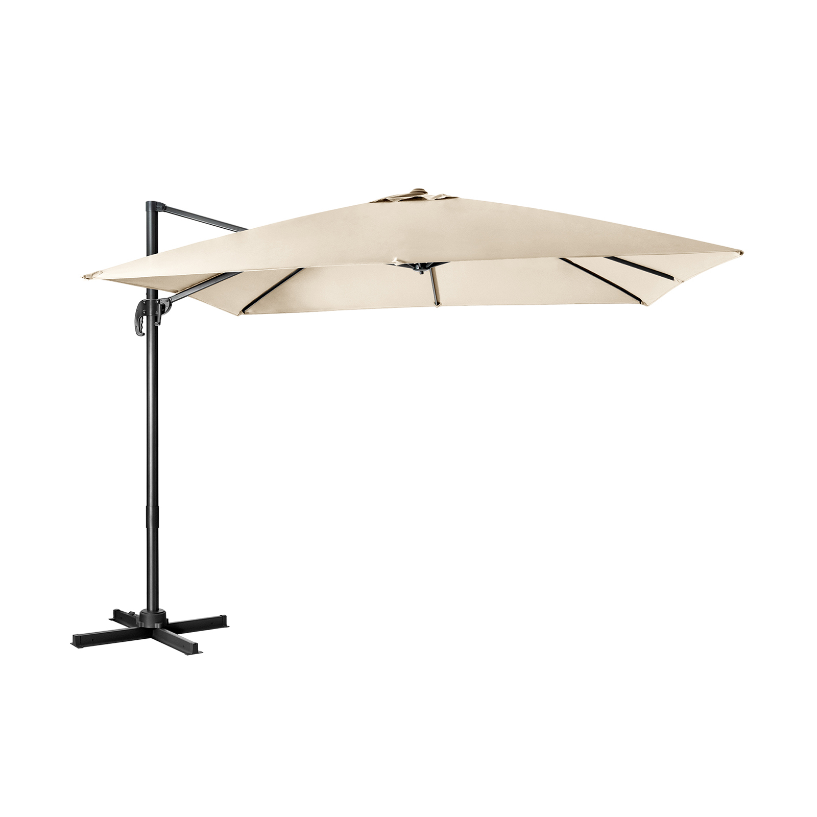 Patio Umbrella Square Offset with Cross Base and Tilt Adjustable-Beige