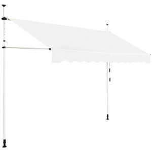 Retractable Telescopic Awning Sun Shade with Manual Crank Handle-Beige