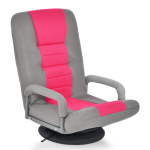 Foldable 360-Degree Swivel Gaming Floor Chair with Adjustable Backrest-Pink