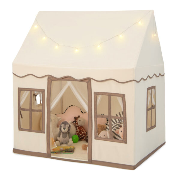Indoor Kids Play Tent with Star Lights for Children Boys Girls Gift-Brown