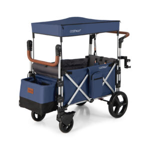 Twin Baby Double Stroller Wagon Push Pull Stroller-Blue
