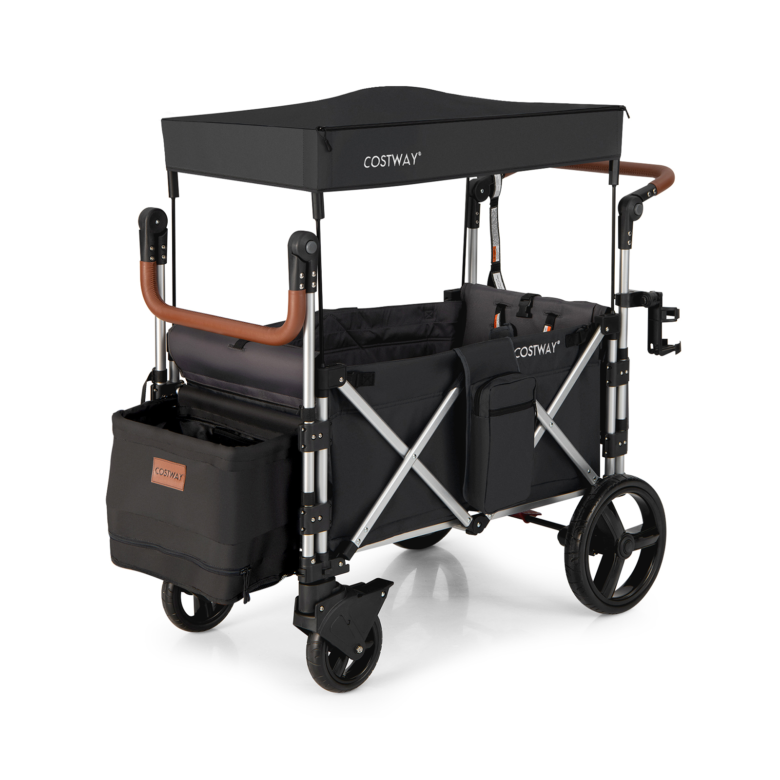 Twin Baby Double Stroller Wagon Push Pull Stroller-Black