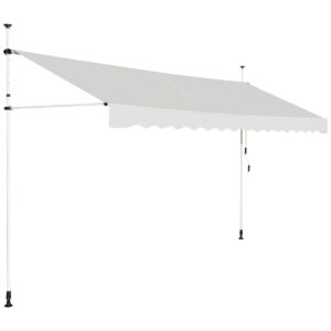 Telescopic Awning Sun Shade with Manual Crank Handle-Beige