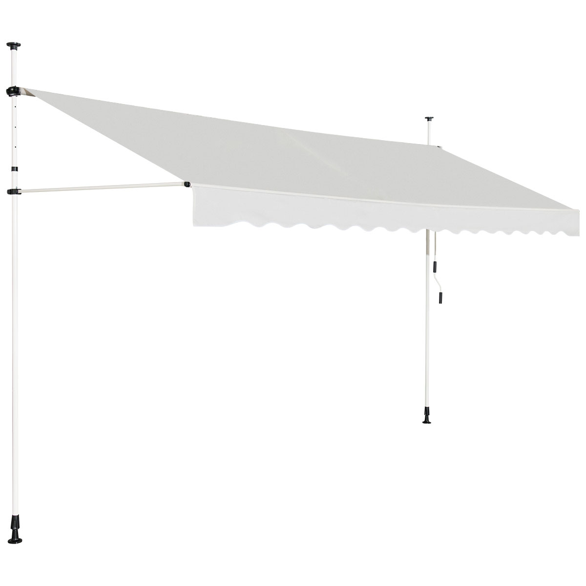 Telescopic Awning Sun Shade with Manual Crank Handle-Beige