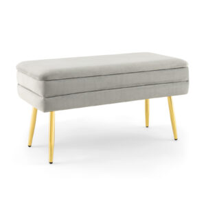 Velvet Upholstered Storage Bench with Removable Top-Grey