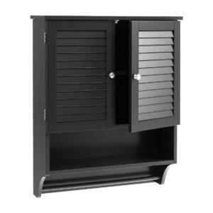 Bathroom Wall Cabinet with 2 Doors and 3-Position Adjustable Shelf-Black