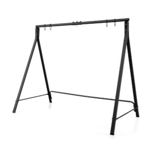 Porch Swing Frame Patio Metal Swing Stand with A-Shaped Structure-Black