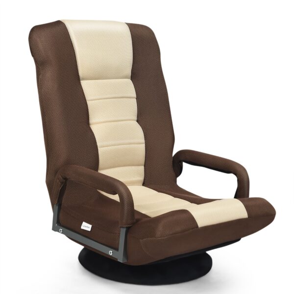 Foldable 360-Degree Swivel Gaming Floor Chair with Adjustable Backrest-Brown