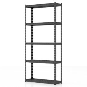 5-Tier Metal Shelving Unit with Anti-slip Foot Pad for Warehouse Kitchen-Black