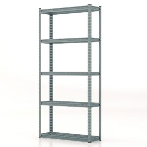 5-Tier Metal Shelving Unit with Anti-slip Foot Pad for Warehouse Kitchen-Grey