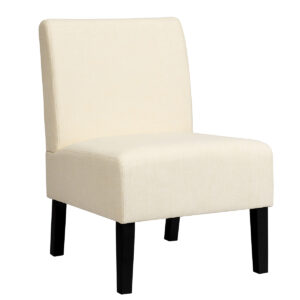 Armless Accent Chair with Curved Backrest for  Living Room & Bedroom-Beige
