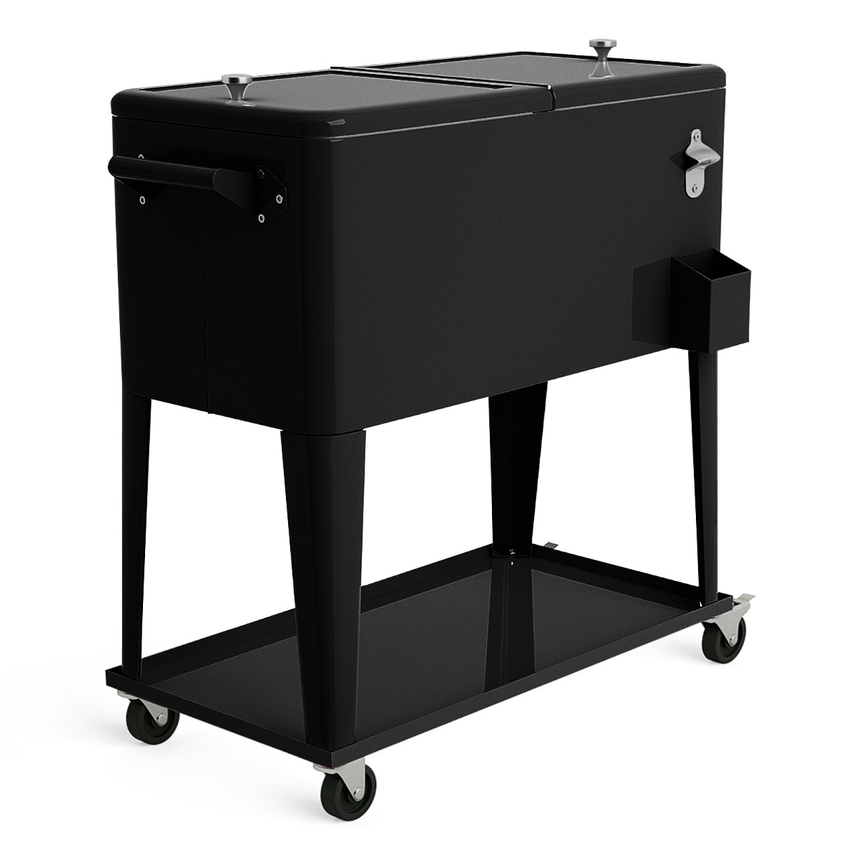 76 litre Outdoor Ice Chest Cooler Trolley-Black
