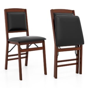 Dining Chair Set of 2 with Padded Seat and Soft Backrest-Brown