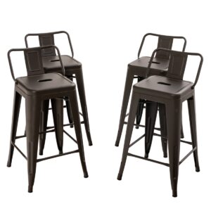 24” Metal Chairs Set of 4 with Removable Back-Gun