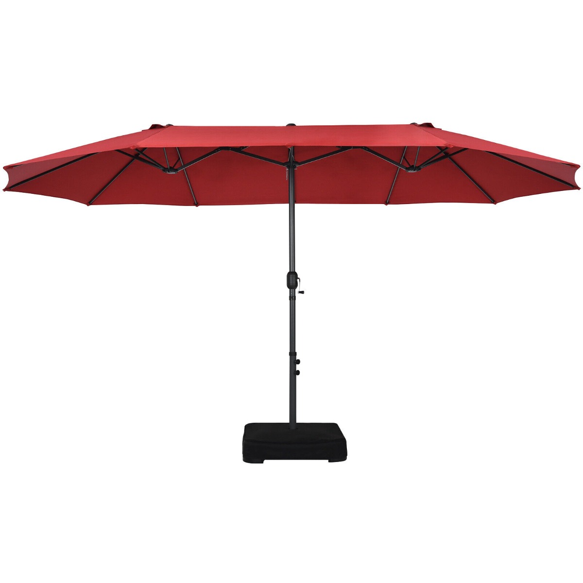 450CM Double Sided Outdoor Umbrella Twin Size with Crank Handle-Wine